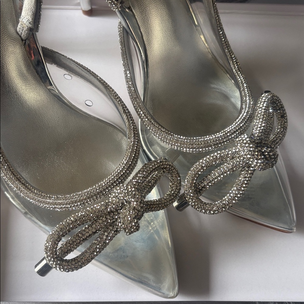 Jennifer Lopez Flina clear bow embellished party high heels sling back size 7 - Picture 7 of 8